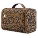 Large Hanging Toiletry Wash Bag Travel Makeup Cosmetic Organizer for Men Women by WANDF (Brown Leopard)