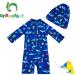 UPF 50+ Blue Shark Print Baby Swimwear with Snap Bottom | Toddler One Piece Swimsuit 9-12 Months - Buy Online on GoSupps.com