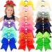 WillingTee 20Pcs 8 Large Cheer Bows for Girls Ponytail Holder Grosgrain Ribbon Cheerleading Bows Elastic Hair Tie Bands for Baby Girls School Colleage Teens Senior Cheerleader