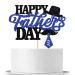 Trelsan Happy Father's Day Cake Toppers Father's Day Black and Blue Glitter Cake Toppers Handmade Father's Day Party Supplies