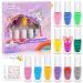 Nail nail polish set for children 12 colors non-toxic children's nail polish peel-off nail set with nail ticker fast drying children nail polish gift kit girls pink blue yellow