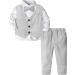 mintgreen Baby Boys Wedding Suits 3pcs Herringbone Tweed Outfit Christening Clothes Set Shirt + Waistcoat + Trousers + Bow Tie 1-4 Years 3-4 Years Light Grey