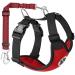 Slowton dog harness with seat belt for car breathable dish Dog seat belt with 2 carabiner hooks for attachment to the seat belt buckle or trunk (red l) L B-red