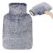 OWOZOI Hand-in Pocket Hot Water Bottle with Soft Furry Cover 2L Large Capacity Hot Water Bag for Pain Relief Hand Warmer Gifts for Women Childrens Elder Hot Therapy Navy