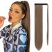 Sofeiyan Long Straight Ponytail Extension 26 inch Wrap Around Ponytail Synthetic Hair Extensions Clip in Ponytail Hairpiece for Women Light Golden Brown & Pale Golden Blonde 26 Inch Light Golden Brown & Pale Golden Blonde