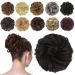 FESHFEN Messy Bun Hair Piece Hair Bun Scrunchies Synthetic Wavy Curly Chignon Ponytail Hair Extensions Thick Updo Hairpieces for Women Girls Kids 1PCS Darkest Brown 38 g (Pack of 1) 4# Darkest Brown
