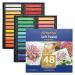 Artecho 48 Premium Soft Pastels 46 Colors Including 4 Fluorescent Colors Extra Free Black & White Square Chalk for Drawing Blending Layering Shading Pastels Art Supplies for Kids Beginners 1 Count (Pack of 48)