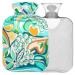 Naanle hot hot water bottle with cover colorful ornaments flowers transparent hot water bottle hot water bottle to relieve back pain hand-wing warmer neck-hot and cold therapy 2 l