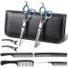Hairdresser scissors 9-part professional scissors effilator scissors 6.7 inches (16.7 cm) with hair clip comb storage bag for beginners/living room silver