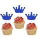 Rsstarxi 24 Pack Glitter Crown Cupcake Toppers Queen Crown Cupcake Toothpicks Baby Shower Cake Decorations for Queen Princess Theme Wedding Birthday Party Decorations Blue Design 4 Blue