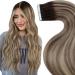 LAAVOO Extensions Real Hair Tape In Ombre Brown Real Hair Extensions Dark Brown and light blonde tape in hair extension Real hair Remy 50g 20pcs #3T8/24 35cm-20PCs 1.6 #3/8/24