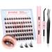 DIY Eyelash Extension Kit Lash Clusters with Strong Hold Bond Seal and Tweezers DIY Individual Lashes Kit 10-12-14MM D Curl Length Mixed Clusters Lashes Extensions Natural Look DIY at Home by JIMIRE B Kit