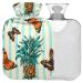 Naanle streak butterfly pineapple water bottle with cover transparent hot water bottle 1l heat bottle for bed hand feet warmer pain relief heat and cold therapy
