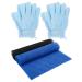African Net Sponge Exfoliating Gloves Set 2 African Bath Sponge Long Net Exfoliating Body Scrubber and 4 Wash Gloves for Shower (Blue and Black)