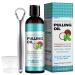 Coconut Pulling Oil (8 Fl.Oz) Mint Oil Pulling for Mouthwash Coconut Oil Pulling with Tongue Scraper Natural Coconut Oil Pulling for Teeth & Healthier Gum Alcohol Free 2 Piece Set
