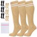 360 RELIEF - Flight Compression Socks Supports | Blood Circulation Travel Work XXL 3Pairs-Beige with 2 White lines