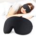 Eye Mask for Sleeping 3D Contoured Cup Sleep Mask for Men Women Soft Breathable Blackout Blindfold Travel Eye Cover Night Sleeping Mask with Adjustable Buckle for Side Sleeper (Black 1 Pack)