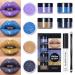 LOKFAR 4 Colors Glitter Lip Kit  Shiny Diamond and Metallic Lip Glitter Makeup Lipstick Lip Gloss Glitter Lipstick  Waterproof & Long Lasting Lip makeup Powder Set for Lips Nails Art(Set B Cool Color)