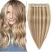 20 inches SEGO One Piece Clip in Remy Real Hair Extensions Human Hair THICK #12/613 Golden Brown&Bleach Blonde Hairpieces for Women 3/4 Full Head Straight (95g)