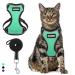 ALUZAEMO Cat Harness and Leash Set - Escape Proof Cat Vest Harness for Walking Travel Outdoor - Reflective Adjustable Soft Mesh Breathable Cat Body Harness for Small Medium Large Cat Medium (neck: 11"-14.3" chest: 16"-20") cyan-blue