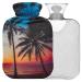 NAANLE hot water bottle with cover sunset Palme Transparent hot water bottle 1L heat bottle for menstrual cramps pain relief handfoots heat and cold therapy