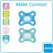 MAM Comfort Schnuller Set - Small & Light Silicone Pacifiers for Newborns | 0+ Months Blue/Turquoise - Includes Soft SkinSoft Design & Storage Box - Buy Online on GoSupps.com