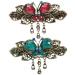 Create idea 2 pieces butterfly hair clips vintage hair clip rhinestone hair accessories retro hair clip for women girls green and purple