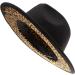 UTOWO Two-Tone Felt Fedora Panama Hat for Women Men - Wide Brim Black & Leopard Patchwork Jazz Cap - 7 1/4 Size - Buy Online on GoSupps.com
