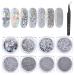 Qinren 8 Box glitter powder nail glitter nail seedlets nail art glitter with tweezers for nails decals body glitter powder epoxy resin decoration decoration