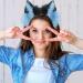 Furry Fox Wolf Cat Ears Headwear for Cosplay & Halloween - Blue Black - Buy Online on GoSupps.com