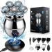 Head Shavers for Men 7D Electric Head Shaver for Bald Men 6-in-1 Wet & Dry Rotary Head Razor for Face & Head with Dispaly Men's Grooming Kit with Beard/Nose Trimmer Brush Wireless Charging Base Silver