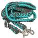 CHALLENGER Western Nylon Braided Roping Knotted Barrel Reins Teal Brown 60764