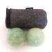 Green Jade Baoding Balls with Carry Pouch for Hand Therapy Exercise and Stress Relief (Medium 1.6 Inch)