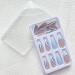 24Pcs Almond Press on Nails Medium French Tip Blue Silver Sequin Design - Glossy Acrylic Stick on False Nails for Women and Girls - Buy Online on GoSupps.com