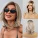 HAIRCUBE Blonde Wigs for Women Shoulder Length Layered Synthetic Hair Wig with Dark Roots