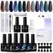 Morovan Gel Nail Polish Kit with U V Light Gel Nail Polish Set 6 Colors Gel Polish for Beginners Glitter Gel Nail Polish Base and Top Coat Gel Nail Polish DIY at Home Gift for Women Star Glow