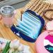Stylish Menstruation Pad Bag with Zipper - Floral Napkin & Tampon Bag for Women & Girls - Light Blue & Royal Blue Design - Buy Online on GoSupps.com
