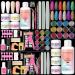 Acrylic Nail Kit with Everything for Beginners Professional Nail Kit Acrylic Set 12pcs Glitter Decoration Powder False Nail Tips Nail Art Tools Complete Nail Kit Gifts DIY