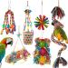 RLRICH Bird Colorful Chewing Toys Parrot Foraging Shredder Toys Shred Hanging Foraging Toys,Comfy Perch Parrot Toys for Rope Bungee Bird Toy 6 PACK