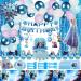 Frozen Birthday Party Supplies-143 PCS, Birthday Packs Include Happy Birthday Banner, Cake & Cupcake Topper, Balloon, Tablecloth, Plastic Swirl, Frozen Birthday Party For Kids