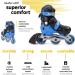 New Bounce Junior Roller Skates EU 24-28/US 8-11 Boys 2-in-1 Tri-Wheel to Inline Skates for Beginners | Blue - Buy Online on GoSupps.com
