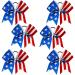WeePaww 4th of July America Flag Glitter Cheer Hair Bows 8 Inch Patriotic Cheerleader Hair Bows with Elastic Ponytail Holder Stars and Stripes Hair Tie Band Independence Day Hair Accessories for Teens Kids  6Pcs