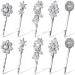 10 Pieces Crystal Hair Pin Vintage Rhinestone Bobby Pin Tone Hair Pins Star Hair Barrette Flower Leaf Feather Sunflower Hair Clips Metal Hair Accessories for Women Girls Hair Decoration (Silver)