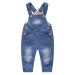 KIDSCOOL SPACE Baby & Little Boys/girls Water Washed Ripped Soft Denim Overalls 3-4 Years Light Blue-2006