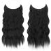 FESHFEN 20 Inch Black Invisible Wire Hair Extensions - Long Wavy Synthetic Hair Piece with Adjustable Transparent Wire and Clips for Women - Buy Online on GoSupps.com