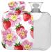 NAANLE heat bottle with cover cherry blossom strawberry Transparent hot water bottle heat bottle for back pain relief handfoot warmer neck warmth and cold therapy 2l