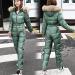 Women's Winter Hooded Snowsuit - Green Puffer Snow Jumpsuit for Outdoor Sports - Buy Online on GoSupps.com