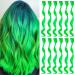 Green colored hair extensions clip in for girls 17 inch colorful curly wavy hair extensions for party highlight hair accessories hair parts for children women (12 pcs green)