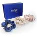 TruSilk 100% Mulberry Silk Scrunchie Gift Set by j&m | Box of 3 Medium Scrunchies - Champagne Pink & Navy | The Purest Silk with Strong Long-Lasting Elastic - Buy Online on GoSupps.com