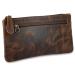 Moonster Leather Pencil Case Beautifully Handcrafted Zippered Pouch That s Made To Last - Elegant Practical Pencil Cases for Adults & Students - Unique 8" x 4" Design with Side Pocket & Keyring Dark Brown